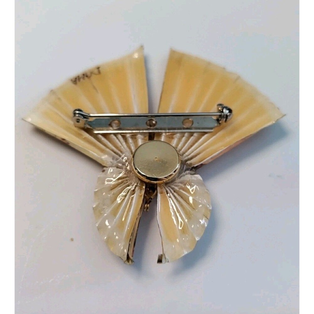 Beautiful Signed DOMA Multi Color Asian Look Butterfly Brooch / Pin - Picture 2 of 5